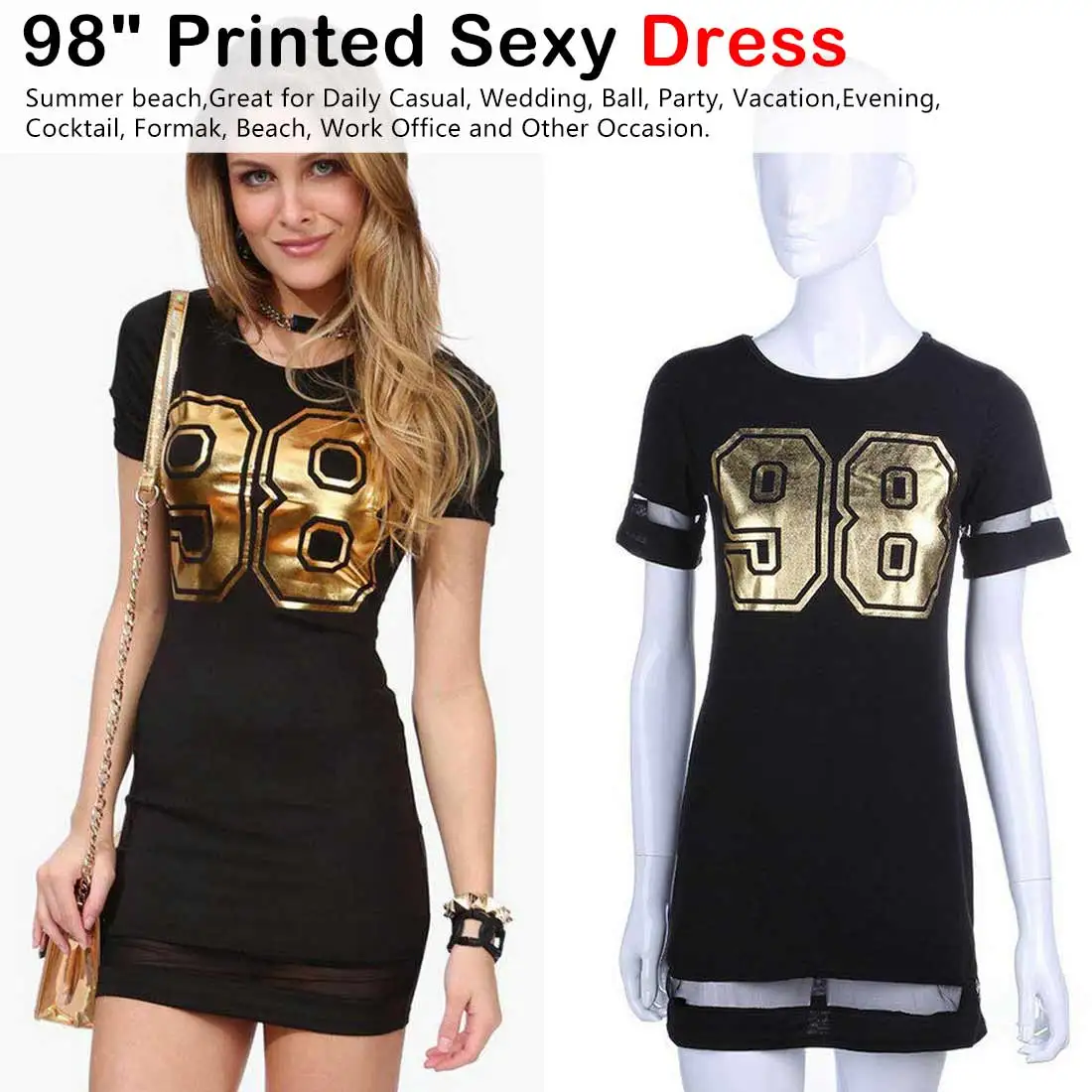 

Sexy Slim Mesh Patchwork Sheath Slimmer Mini Dress Women Summer Dress