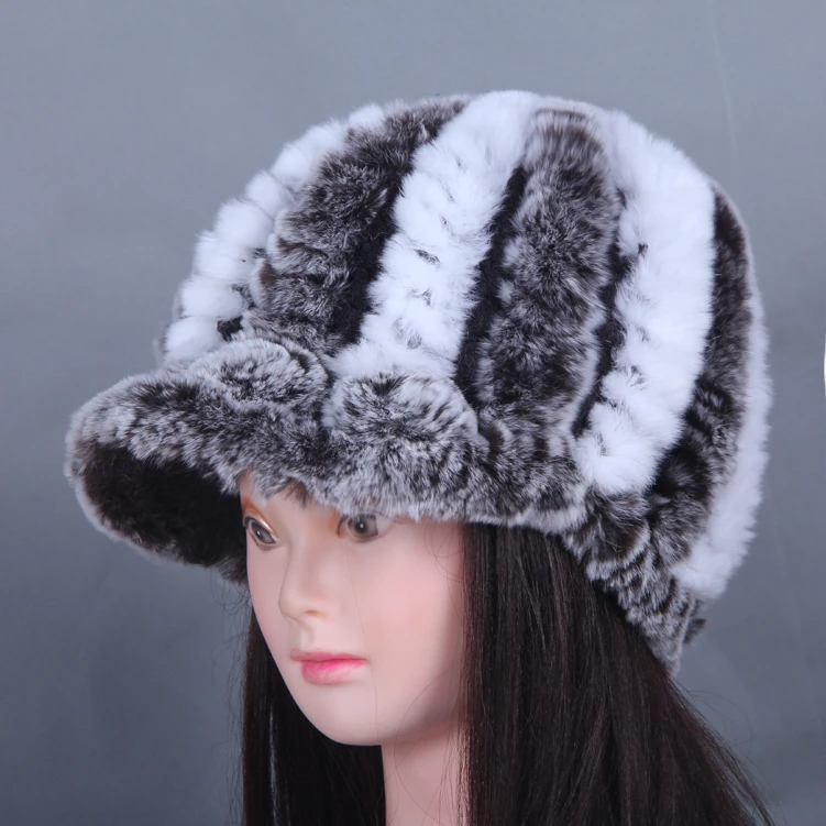 Новая модная осенне-зимняя меховая шапка с кроличьим мехом, тканая тёплая шапка