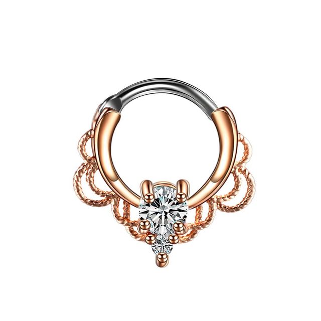 Copper Nose Hoop Septum Rings Crystal Ear Helix Clicker Piercings CZ Cartilage Daith Rook Earring Tragus Piercings Jewelry