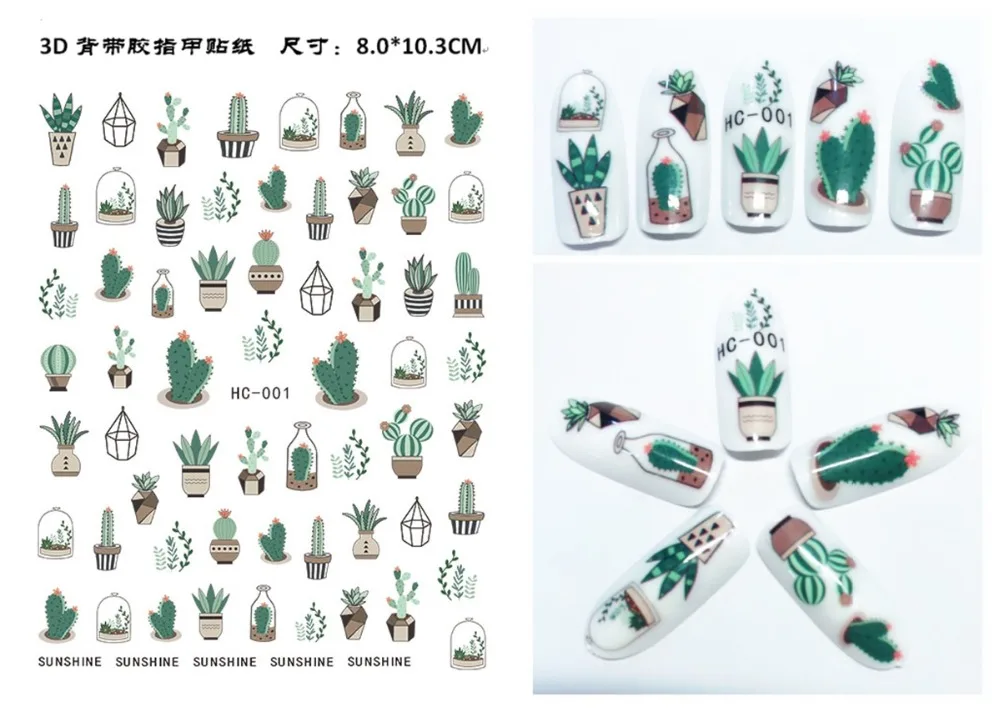 

5 sheet 15 type Colorful Japanese Nail Stickers Designs Gummed 3D Nail Art Stickers Decals Makep Art Decorations HC-001-015