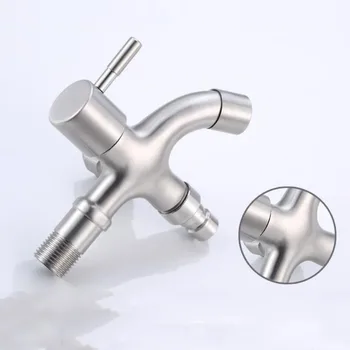 

G1/2 304 Stainless Steel Quick-opening Wall Mounted Faucet Washing Machine Mop Pool Double Switch One Into Two Outlet Tap