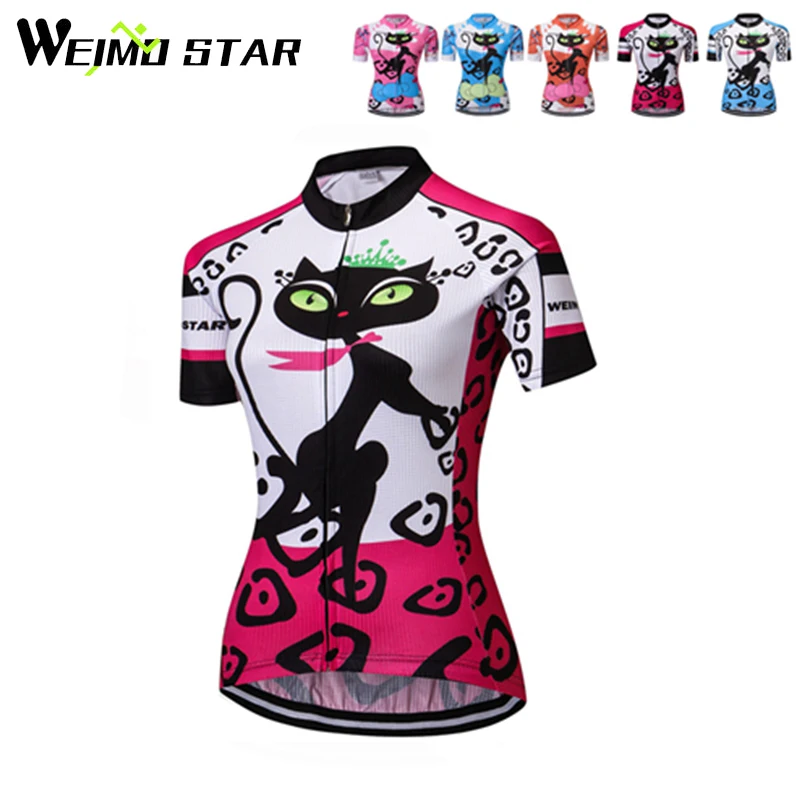 

WEIMOSTAR Pro Team Women's Sportwear Cat Girls Cycling Jersey Maillot Ropa Ciclismo Bike Bicycle Short Sleeve Cycling Clothing