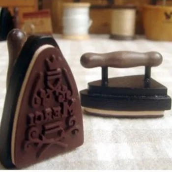 

DIY Cute Wooden Vintage Flatiron Stamps Iron Merci Stamp for Diary Photo Album Creative Gift 639