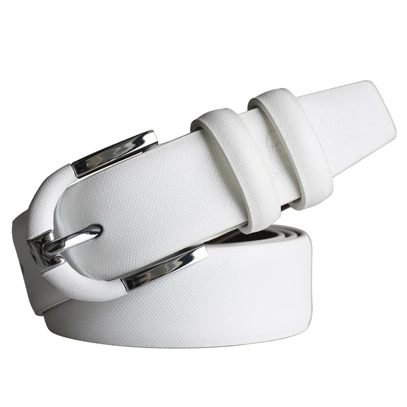 Promosi ketibaan baru tali pinggang kulit asli wanita putih dengan kasual pin gesper tali pinggang pereka lelaki penghantaran berkualiti tinggi percuma