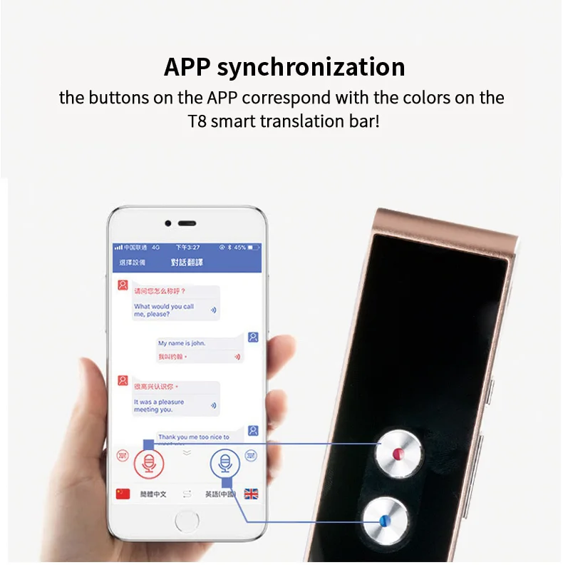 Портативный многоязычный переводчик Карманный умный голосовой перевод Bluetooth приемник двусторонний мгновенный переводчик португальский