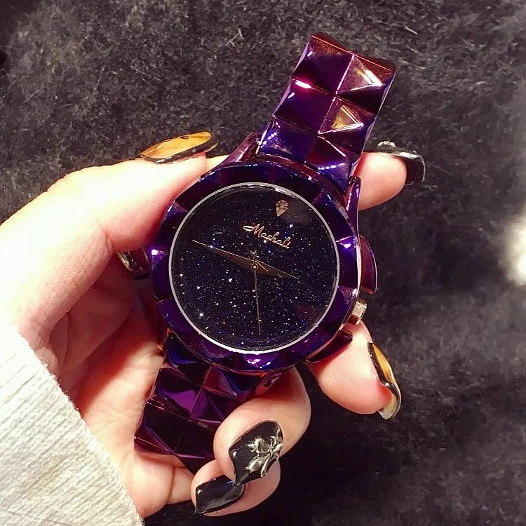 Высококачественные Брендовые женские часы со стразами блестящие с звездным