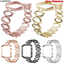 LANDFOX браслет из нержавеющей стали смарт часы ремешок+ чехол для Fitbit Blaze Браслет замена