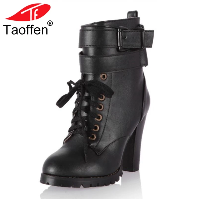 

Taoffen Size 34-43 Women Winter Fur Warm Ankle Boots Cross Strap Shoes Women Lace Up Short Boots Fashion Boots Women Footwear