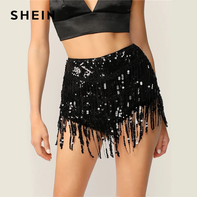 SHEIN Женские Летние Осенние Шорты С Блестками И Бахромой Сексуальные Высокой