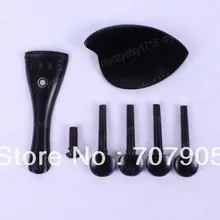 Новые 2 комплекта частей для скрипки, включая 2x хвостовик+ 8x колышки+ 2x китайский рест+ 2x концевые детали из черного дерева оболочки инкрустация