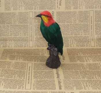 

small cute Simulation dove toy polyethylene&furs red head green dove model gift about 18.5x7cm y0078