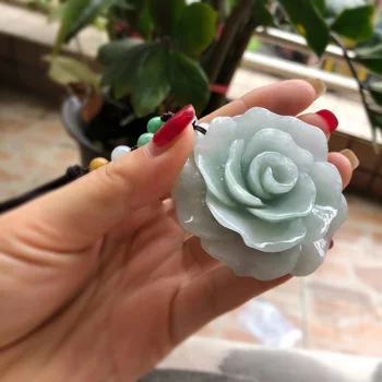 

A natural Burmese yu rose pendant peony flower sweater chain yu pei female /