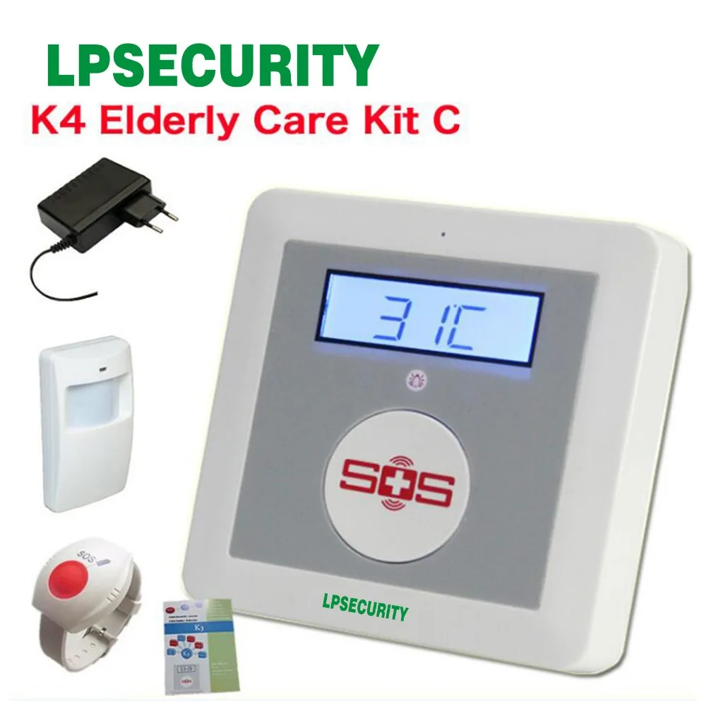 

GSM Elderly guard alarm K4 Disabled Help emergency button with SOS button, Pir sensor, power adaptor
