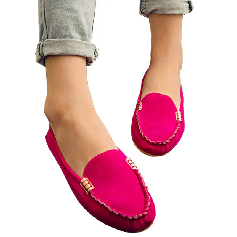 

Woman Shoes Metal Buckle PU Leather Women Shoes Colors Footwear Loafers Casual Slip On Women's Flat Shoes Lady Driving Shoes