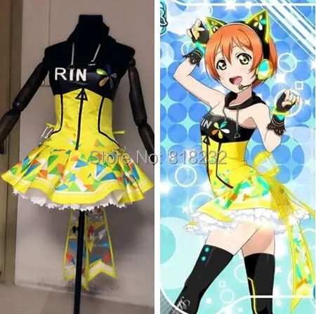 

Love Live School Idol Project Cyber Video Games Hoshizora Rin Light Up Slip Tee Dress Uniform Outfit Anime Cosplay Costumes