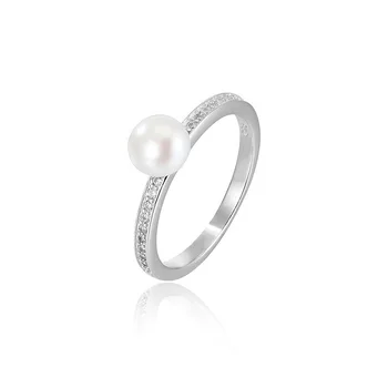 

Natural Pearls Ring for Women Jewelry Sterling Silver Solitaire Pearls Ring High Quality with Box size 6 7 8