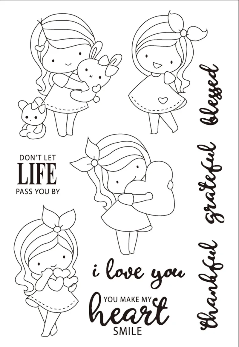 

11x16 Girl takes love TBig ice cream ransparent Clear Stamps Silicone Seals for DIY scrapbooking photo album Card Making