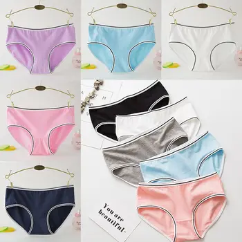 

1Pcs Simple Solid Color Cotton Breathable Women underwear Women Cotton Mid-rise Girls Sexy Panties culotte femme