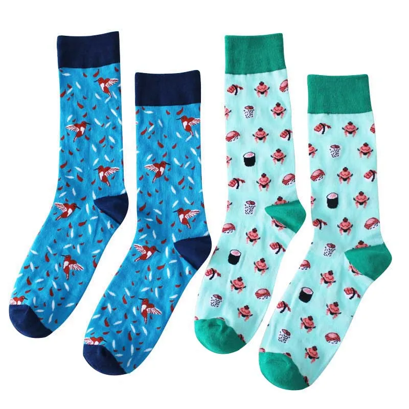2 Pairs Men's Socks Spot New Cartoon Trend Tube Socks Delicate