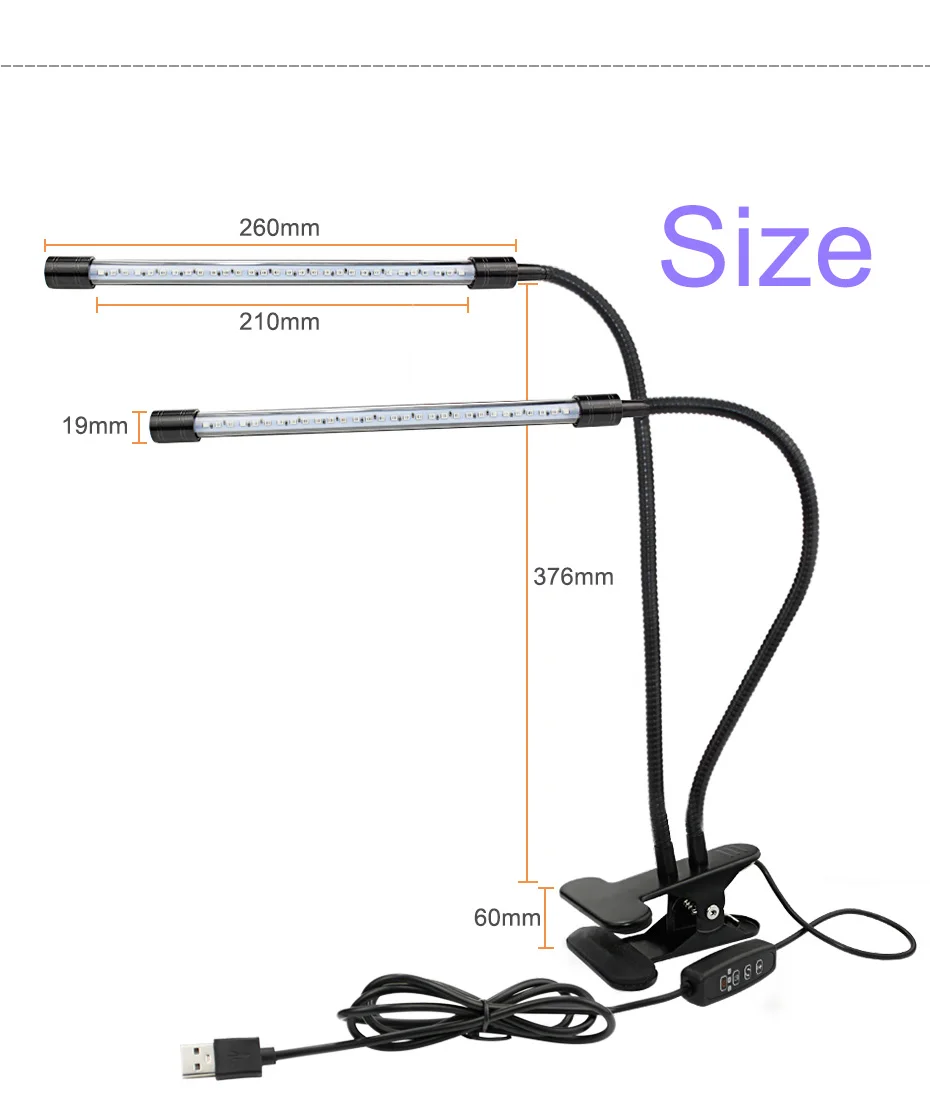 Затемнения 20 Вт светодиодный светать красные, синие двойная труба роста растений лампа для внутреннего парник, теплица для выращивания