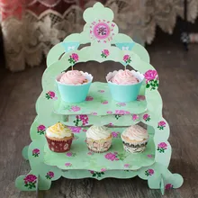 Двойной слой зеленый цветок украшение для торта торт стенд свадьба день рождения десерт Подставка для бумаги тарелка