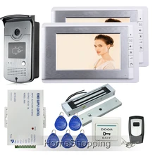 Envío Libre Con Conexión de Cable 7 “Color Video de La Puerta de Intercomunicación Teléfono + RFID Puerta de Acceso Al Aire Libre Monitor de La Cámara 2 + 180 kg EM Bloqueo En Stock