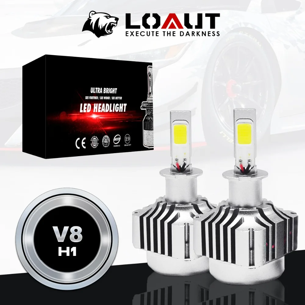 

H3 Car LED Headlight 3 Color Fog Light LOAUT V8 Bulbs 3000K 6000K 8000K Auto Headlamp CSP Fog Light Bulb KIT Front Bulb