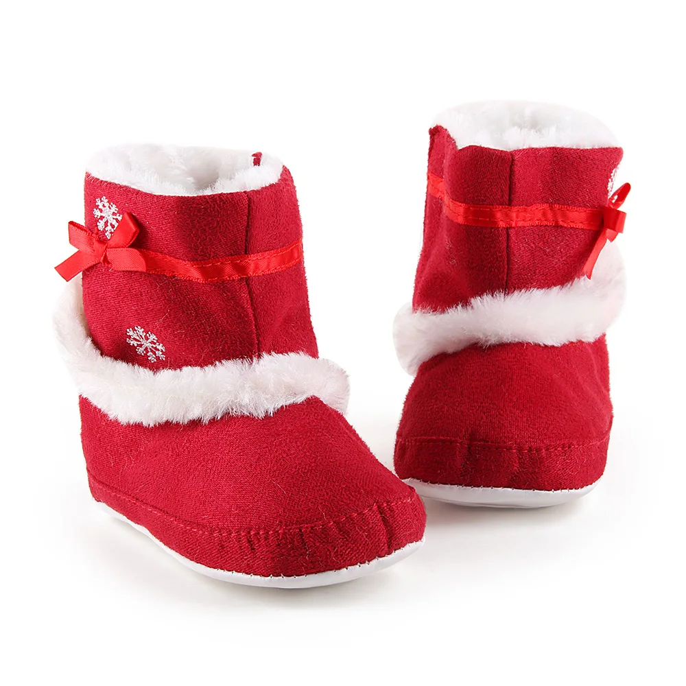 Gorgeous Red Downy Baby Boots Save Soft Sole New Pure Cotton Baby Girl ...