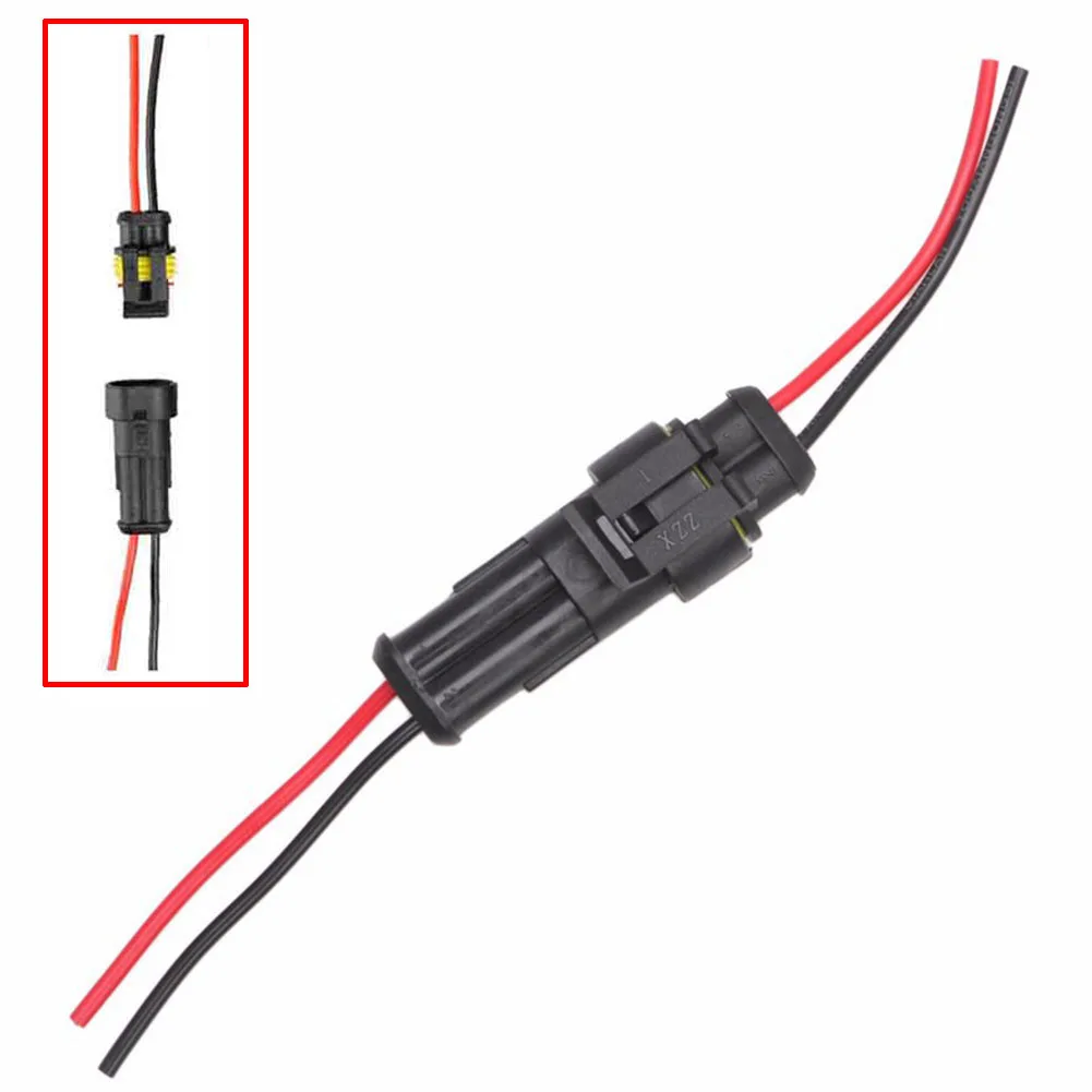 

2 Pin Way Car Auto Waterproof Electrical Connector Plug Socket Kit w/ Wire AWG