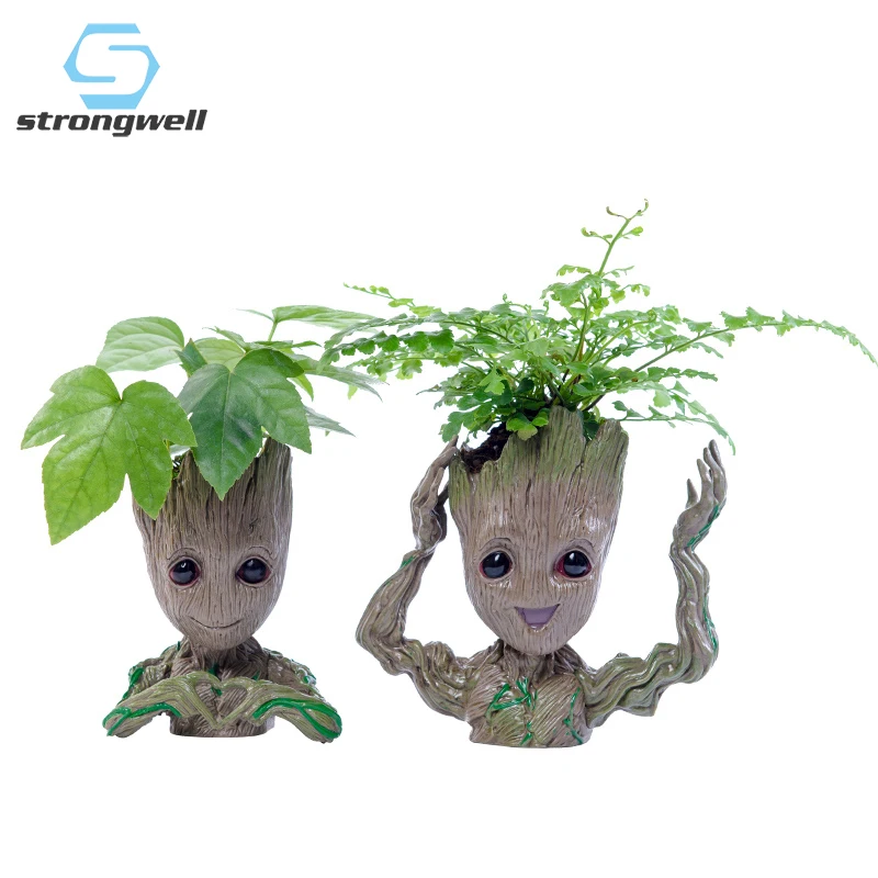 Strongwell Baby Groot цветочный горшок плетеная корзина-горшок для цветов фигурки дерево человек Милая модель ручка-игрушка горшок сад цветочный