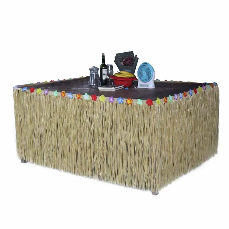 276x75 см Гавайская тропическая юбка для стола Трава юбка посуда ткань для дня рождения Свадебная вечеринка Рождество банкетный стол Декор - Цвет: straw color