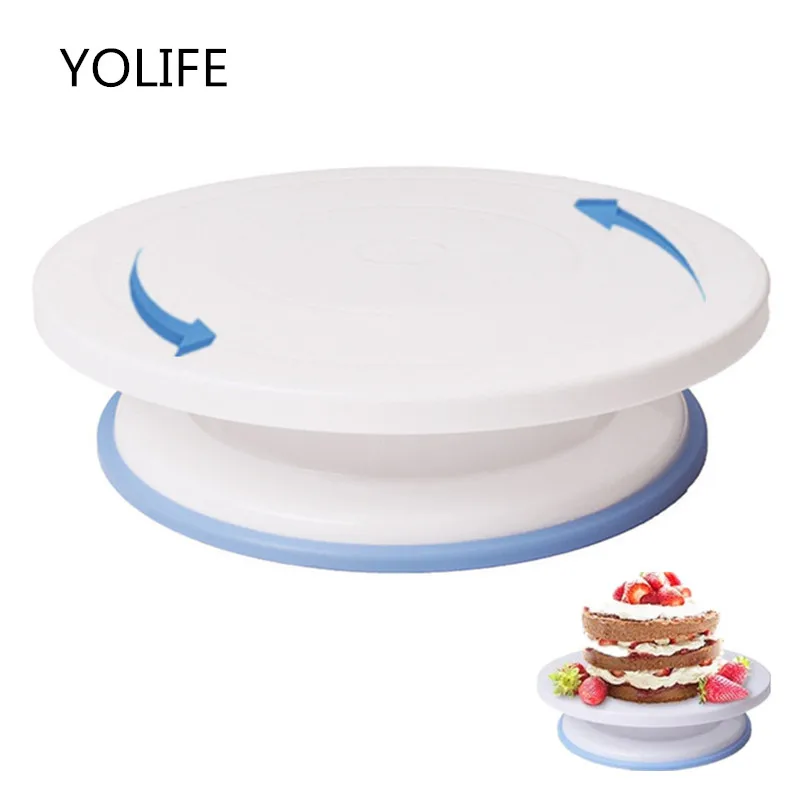 Yolife 10 дюймов пластиковый поворотный стол для торта DIY инструмент выпечки