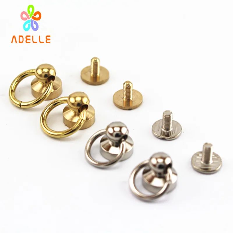 Brass Nail Rivet Chicago Clous Vis tête ronde D Ring Ball Post Leather Craft 