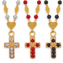 Anniyo Marshall îles pendentif croix petit gris simulé-perle boule perles colliers bijoux micronésie Guam bijoux #159006
