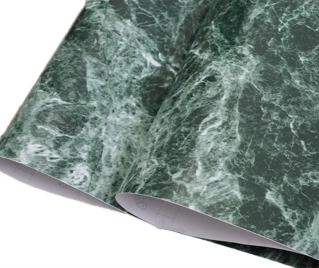 30*200cm Green Look Marble Gloss Self Adhesive furniture Vinyl Decor