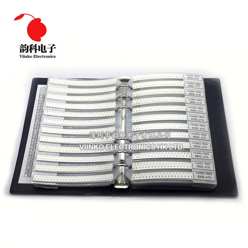 

0603 SMD Resistor Sample Book 1% 1/10W 0R-10M 170valuesx25pcs=4250pcs Resistor Kit 0R~10M 0R 1R-10M