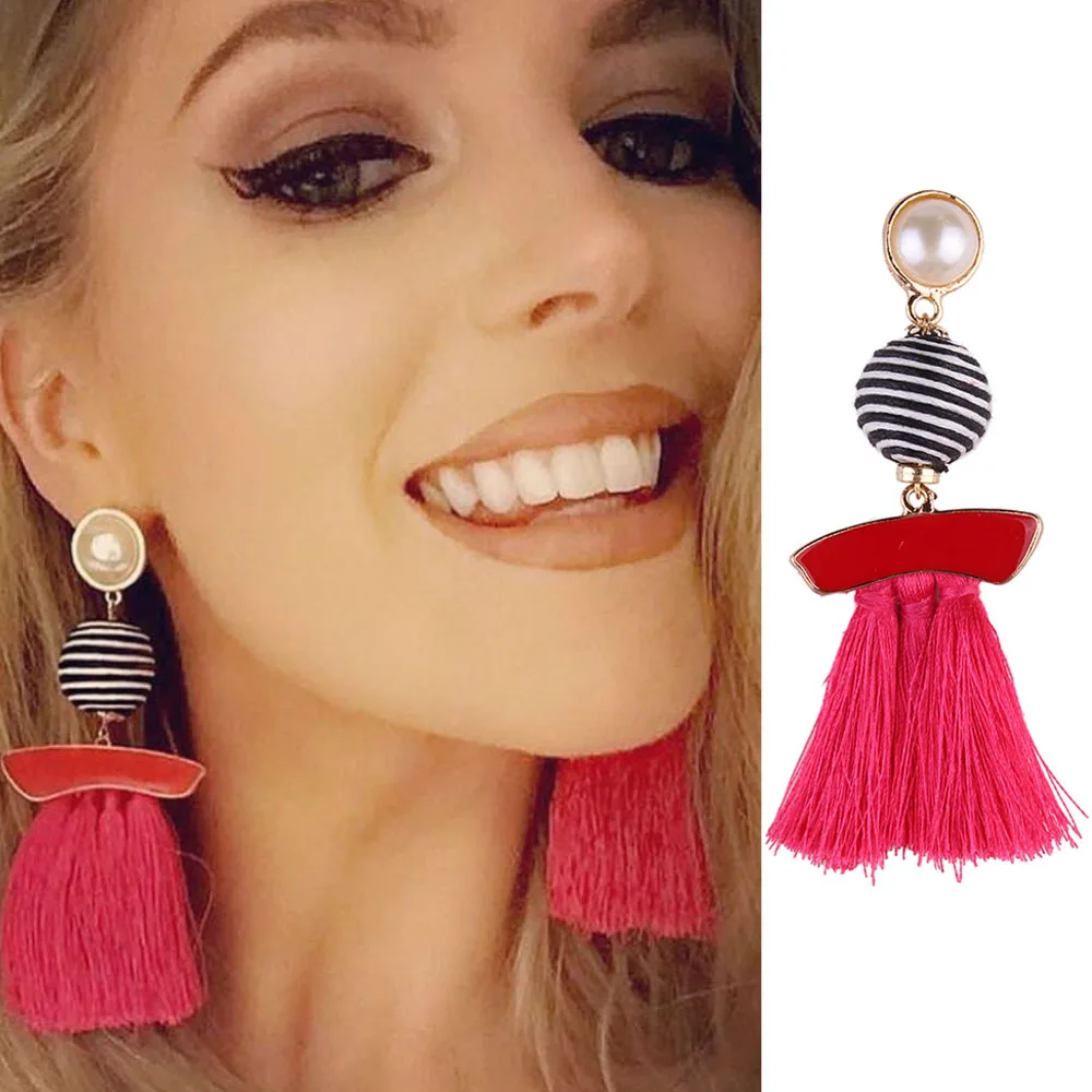 Best lady Fringe Drop Earrings Fashion Women Statement Earrings Tassel