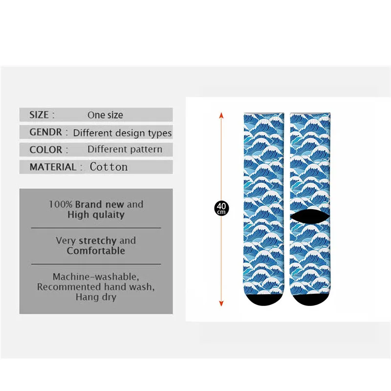 painting Printed Harajuku Socks Women Cotton Summer funny Long sock Art Socks happy Mens socks 6JQ-ZWL34