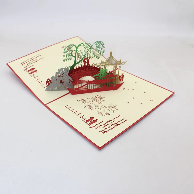  3D Laser Cut Handmade Ramantic River Bridge Lover Paper Invitation Greeting Cards PostCard Wedding  - 33057560732
