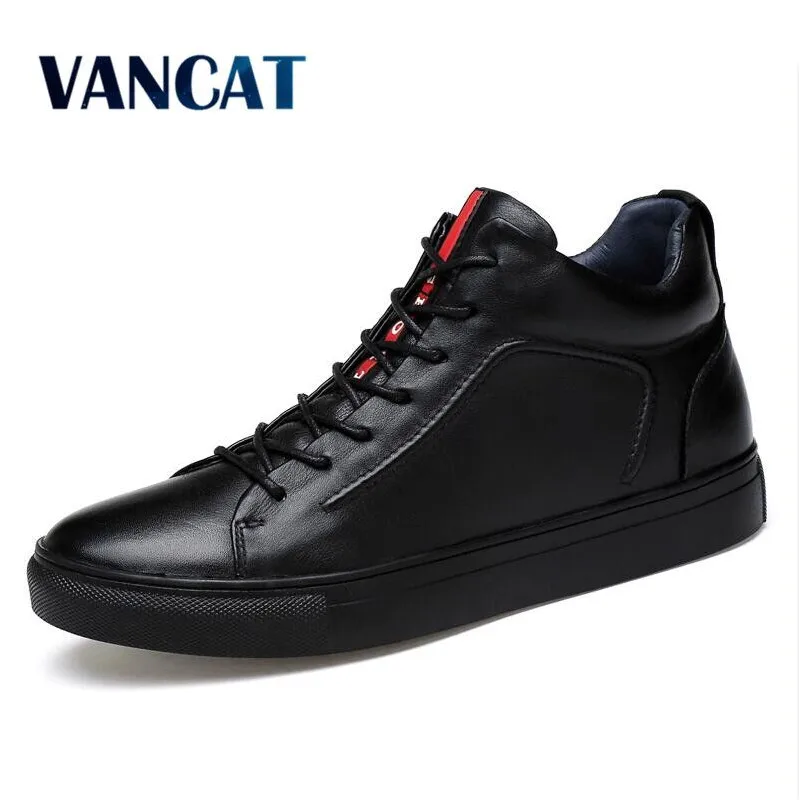 Vente VANCAT Grande Taille Hommes Chaussures Haute Qualité Split En Cuir Hommes Cheville Bottes Noir Neige Bottes D hiver Hommes Bottes Chaussures Chaudes avec de la Fourrure