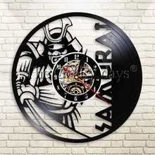 Reloj de pared de vinilo con diseño moderno y creativo para decoración de pared de 1 pieza Vintage feroz Samurai japonés