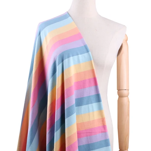 Тонкая ткань в радужную полоску; эластичная хлопковая ткань с градиентом для шитья; модная одежда; материал - Цвет: 3