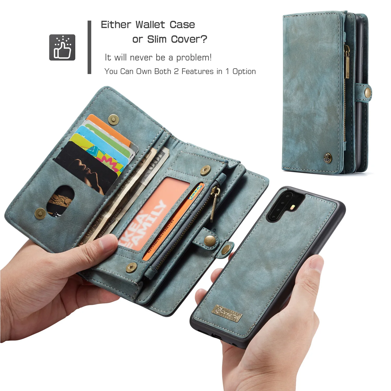 CaseMe Магнитный кошелек чехол для huawei Коврики 20 P20 P30 Pro Чехол-книжка со съемным коровьей кожи для P20 P30 Lite Коврики 20 чехол для телефона