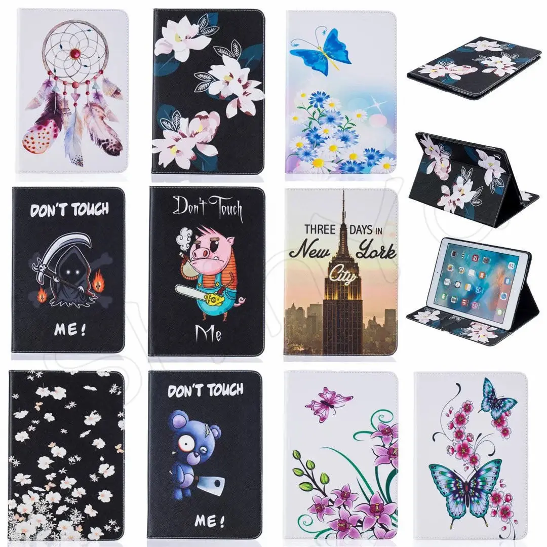 

Black PU Leather Cover for Apple iPad Pro 9.7 Case Luxury Designer Smart Stand Case 3D Embossing Cover In Fashion Style