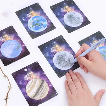 

8pcs Science Fiction Universe Planet Earth Moon Style Self-Adhesive Paper Sticky Memo Pad Note Stationery Student Writing Supply
