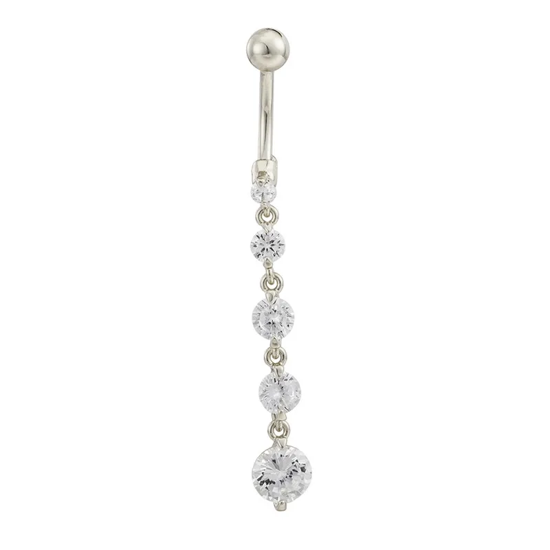 New Fashion Cubic Zirconia Beads Dangle Long Tassel Navel Belly Button Rings Body Piercing Jewelry | Украшения и аксессуары