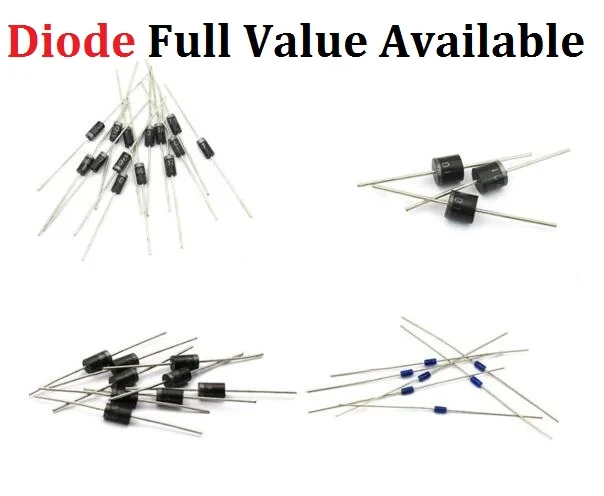 

100PCS IN 1N4001 1N4148 1N5399 1N5408 1N4002 1N4003 1N4004 1N4005 1N4007 IN5401 1N5817 1N5819 1N5822 1N60 RL207 Diode Free Ship