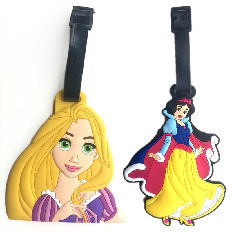 

Cartoon Princess Suitcase Luggage Tag Cute Snow White ID Address Card Baggage Label Silica Gel Rapunzel Belle Travel Accessories