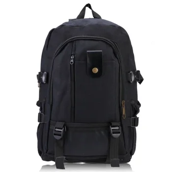 

male Retro Leisure tourism canvas backpack black