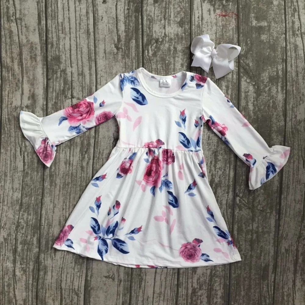 baby girls fall dress clothing children floral dress kids children Fall white floral dress girls boutique